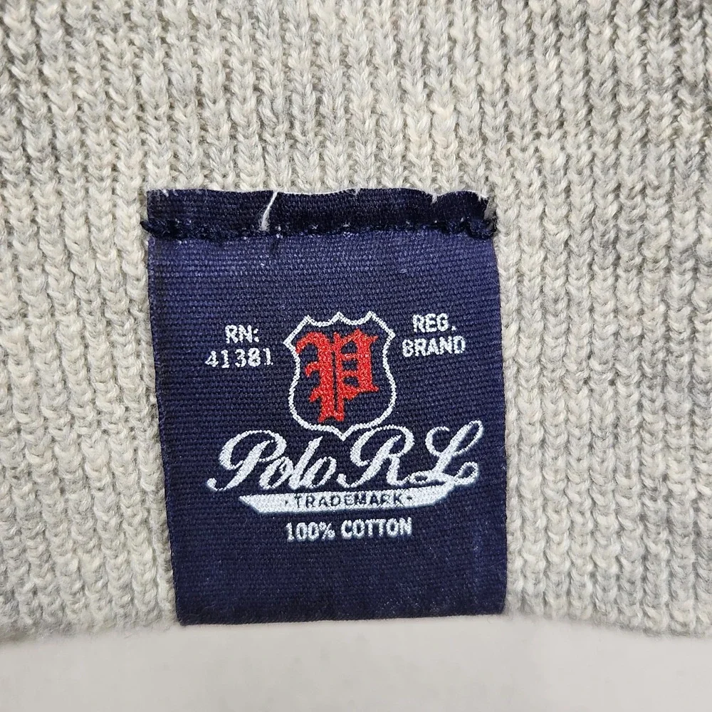 Polo Ralph Lauren Mens 100% Cotton Crew Neck Pullover‎ Sweater Size L Gray/Blue